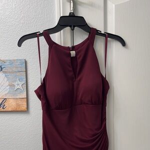 Betsy & Adam Sleeveless Wine Dress